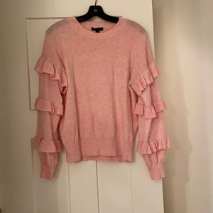 Pink J.Crew Sweater with Ruffle Sleeves